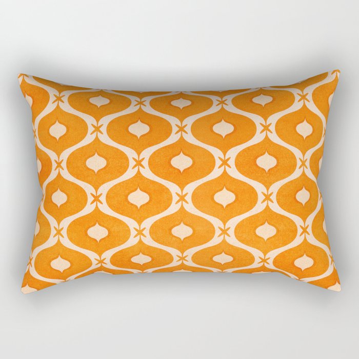 Vibrant Orange Ornament Pattern Rectangular Pillow Gallery Image 1