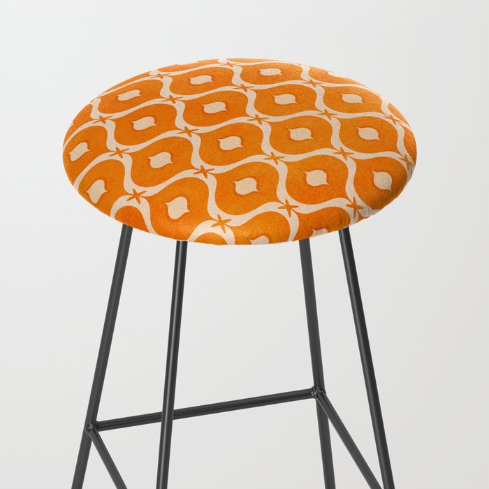 Vibrant Orange Ornament Pattern Stool Gallery Image 2