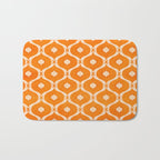 Vibrant Orange Ornament Pattern Bath Mat Gallery Image 1