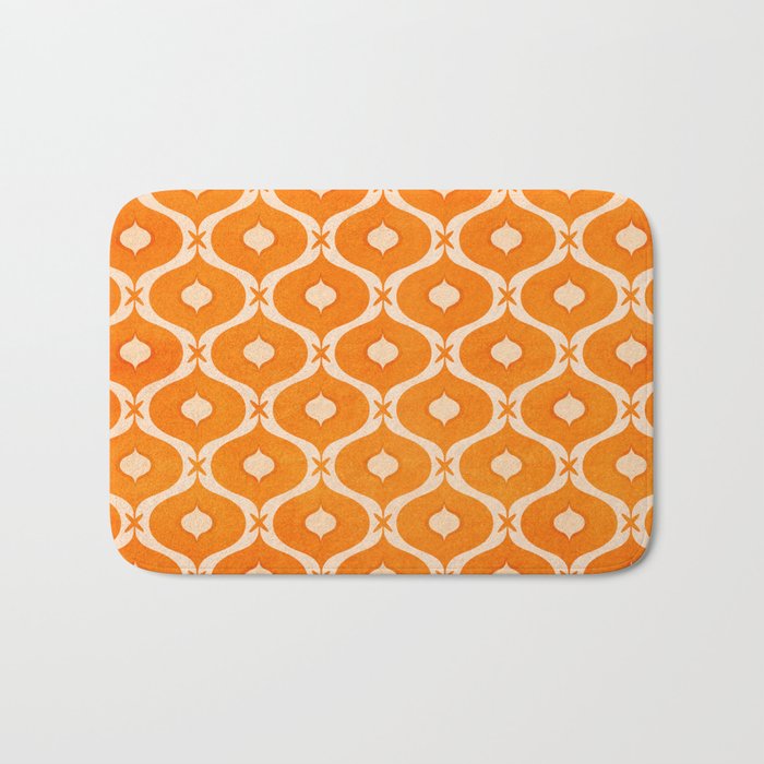 Vibrant Orange Ornament Pattern Bath Mat Gallery Image 1