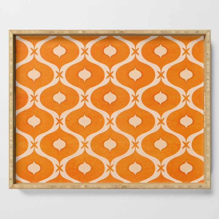 Vibrant Orange Ornament Pattern Serving Tray Gallery Image 1