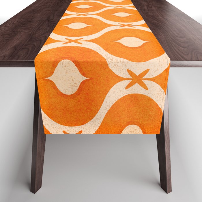 Vibrant Orange Ornament Pattern Table Runner Gallery Image 1