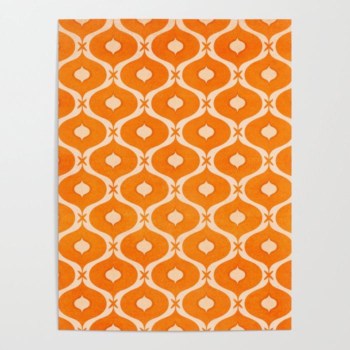 Vibrant Orange Ornament Pattern Poster Gallery Image 1