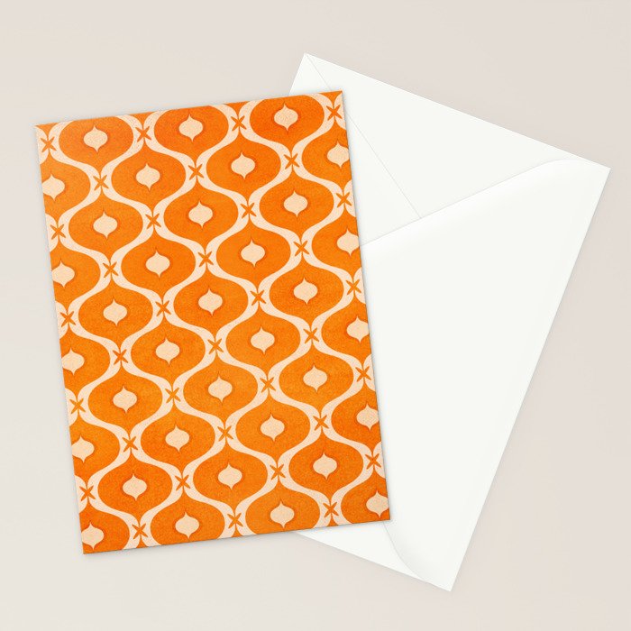 Vibrant Orange Ornament Pattern Stationery Card Gallery Image 2