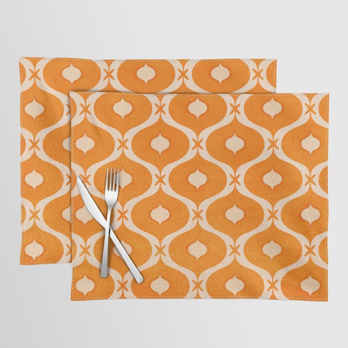 Vibrant Orange Ornament Pattern Placemat Gallery Image 1