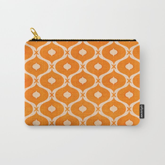 Vibrant Orange Ornament Pattern Carry All Pouch Gallery Image 1