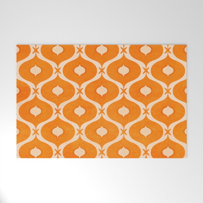 Vibrant Orange Ornament Pattern Welcome Mat Gallery Image 1