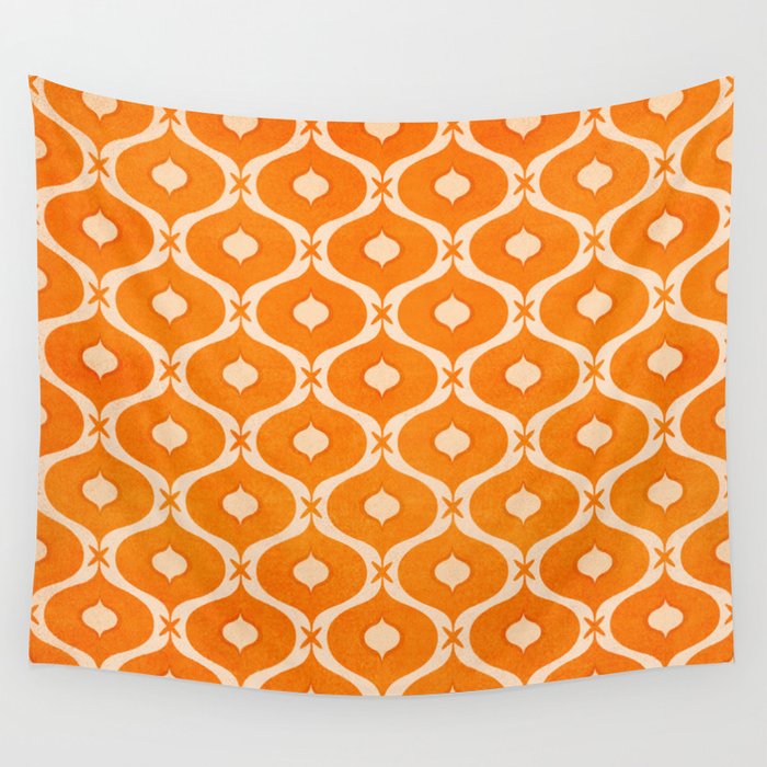 Vibrant Orange Ornament Pattern Wall Tapestry Gallery Image 4