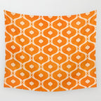 Vibrant Orange Ornament Pattern Wall Tapestry Gallery Image 4