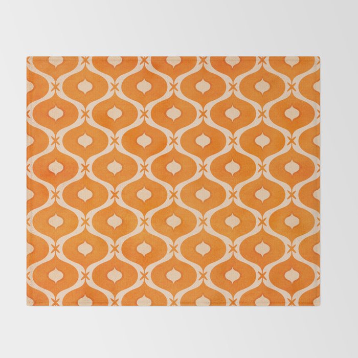 Vibrant Orange Ornament Pattern Throw Blanket Gallery Image 2
