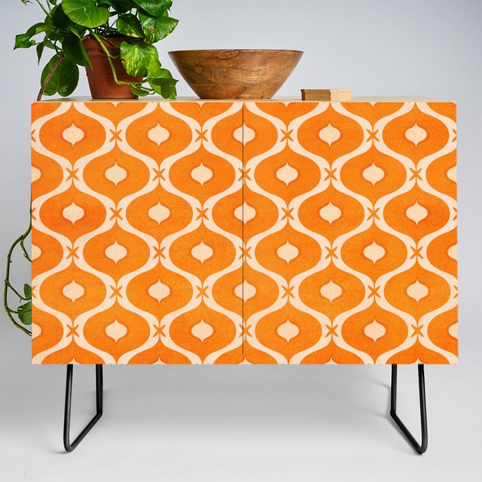 Vibrant Orange Ornament Pattern Credenza Gallery Image 2