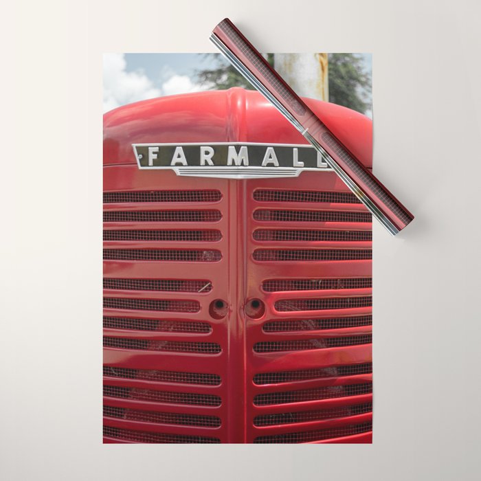 Vintage Farmall M Grill Antique Red Tractor Wrapping Paper Gallery Image 1