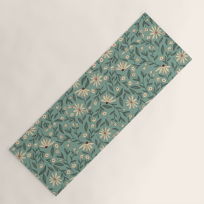 Vintage Floral Neutral - Green Yoga Mat Gallery Image 1