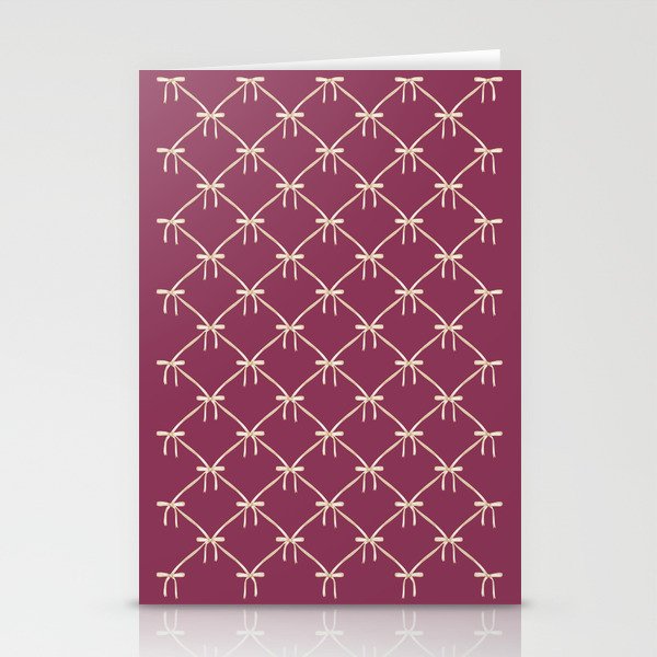 Bows & Ribbons Pattern XXXIII Plum Purple Stationery Card Gallery Image 1