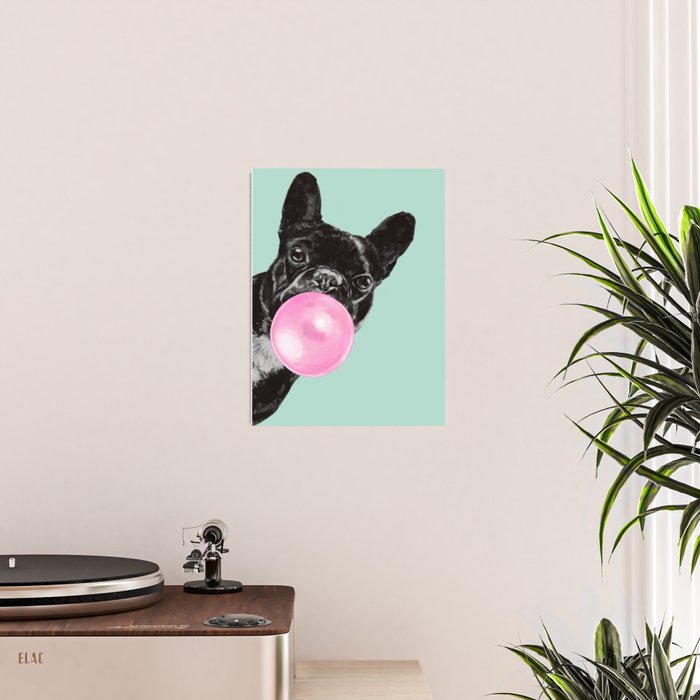 Bubble Gum Sneaky French Bulldog in Green Poster Gallery Image 2