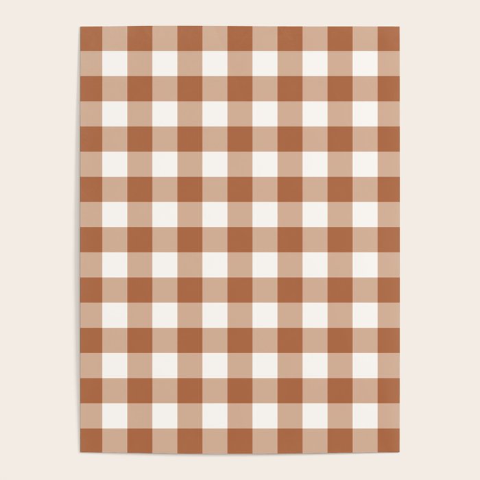 Latte Brown Gingham Poster Gallery Image 1