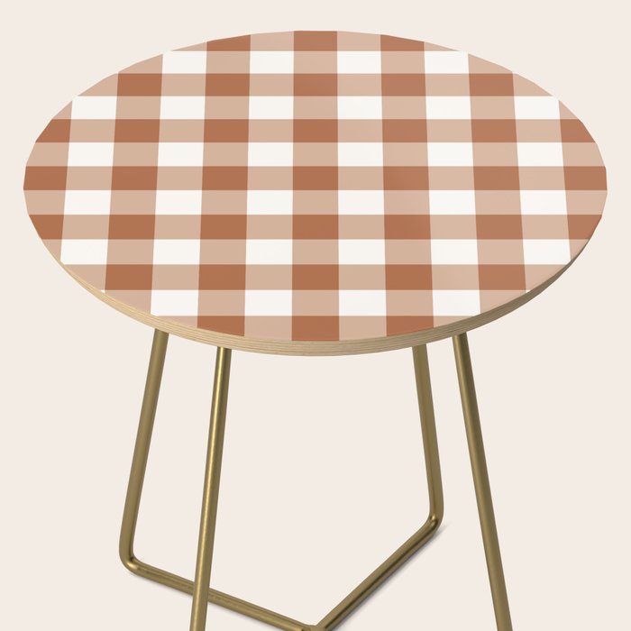 Latte Brown Gingham Side Table Gallery Image 2