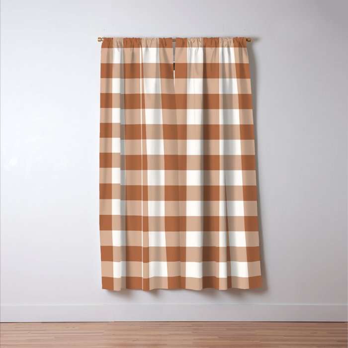 Latte Brown Gingham Window Curtain Gallery Image 3