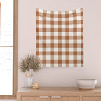 Latte Brown Gingham Wall Tapestry Gallery Image 2