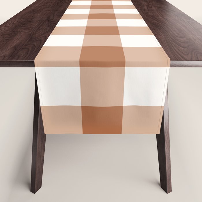Latte Brown Gingham Table Runner Gallery Image 1