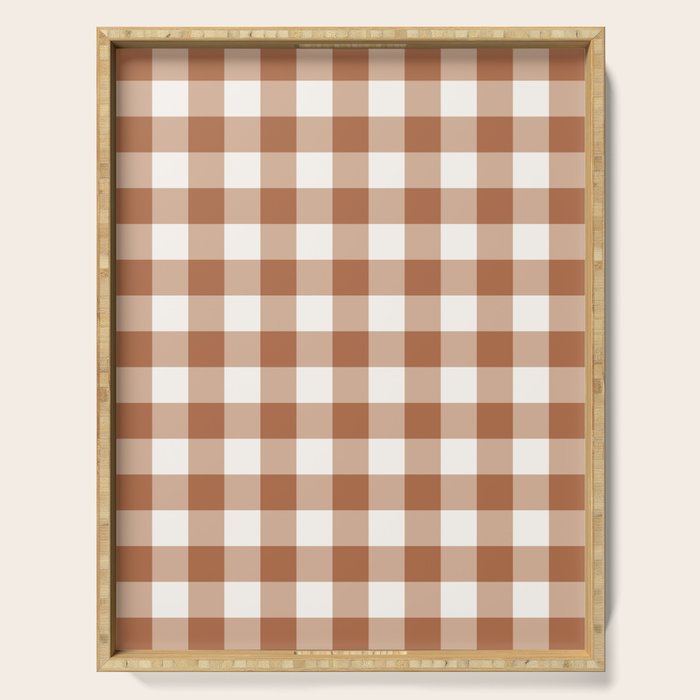 Latte Brown Gingham Serving Tray Gallery Image 1