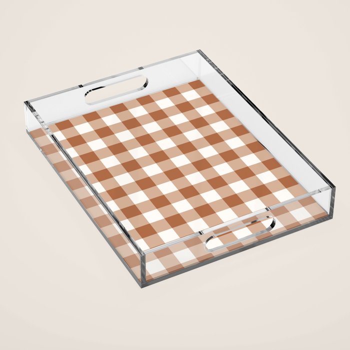 Latte Brown Gingham Acrylic Tray Gallery Image 1