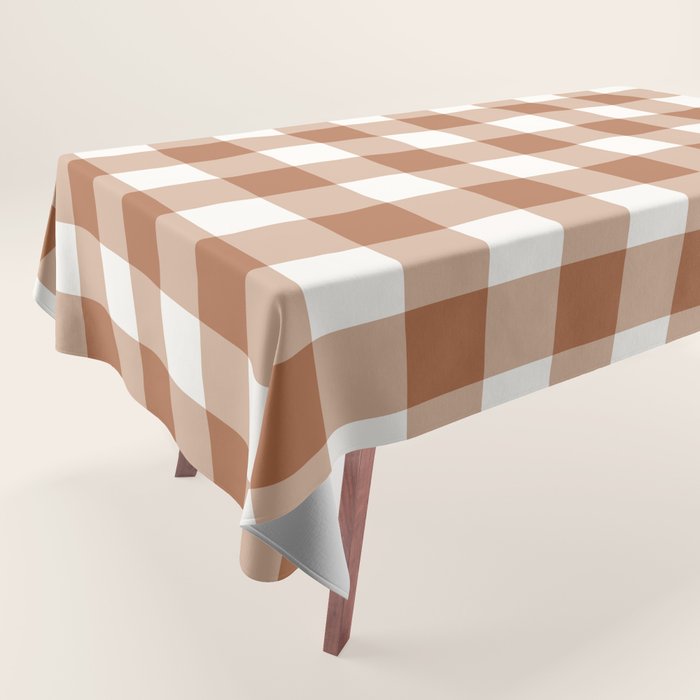 Latte Brown Gingham Tablecloth Gallery Image 1