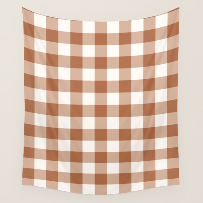 Latte Brown Gingham Wall Tapestry Gallery Image 4