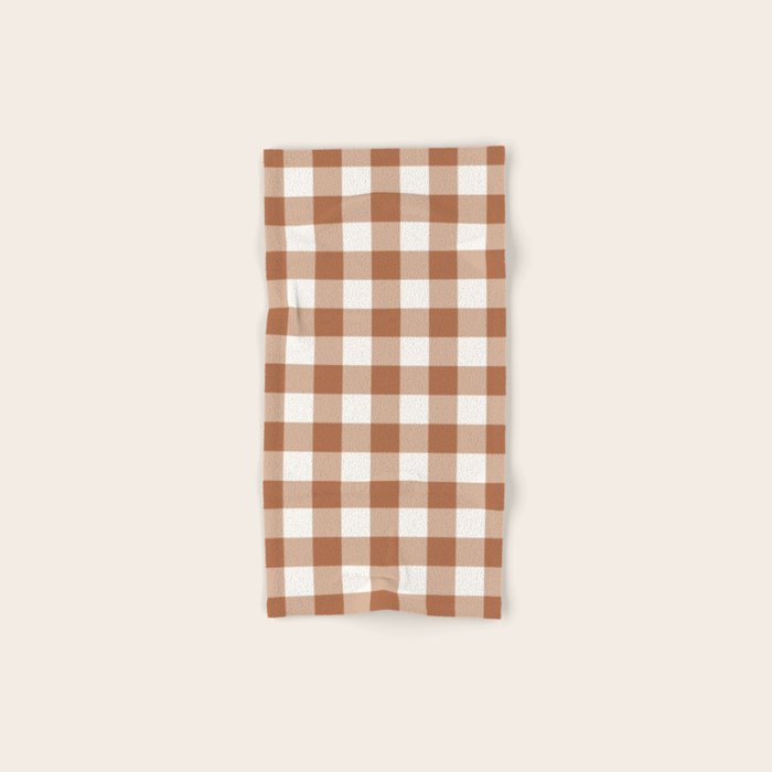 Latte Brown Gingham Bath Towel Gallery Image 1
