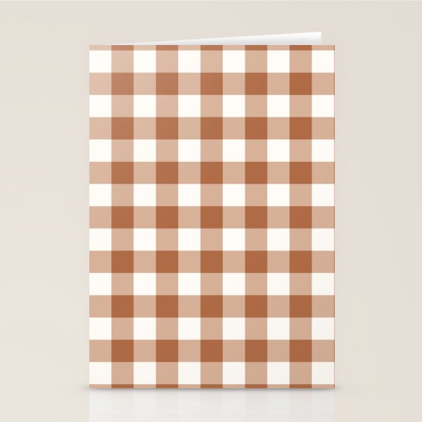 Latte Brown Gingham Stationery Card Gallery Image 1