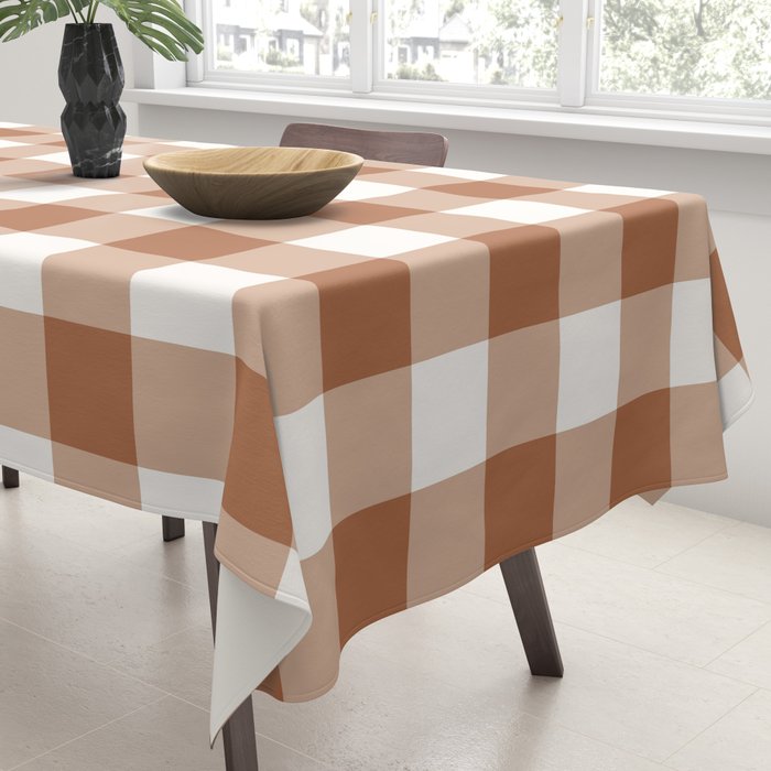 Latte Brown Gingham Tablecloth Gallery Image 3