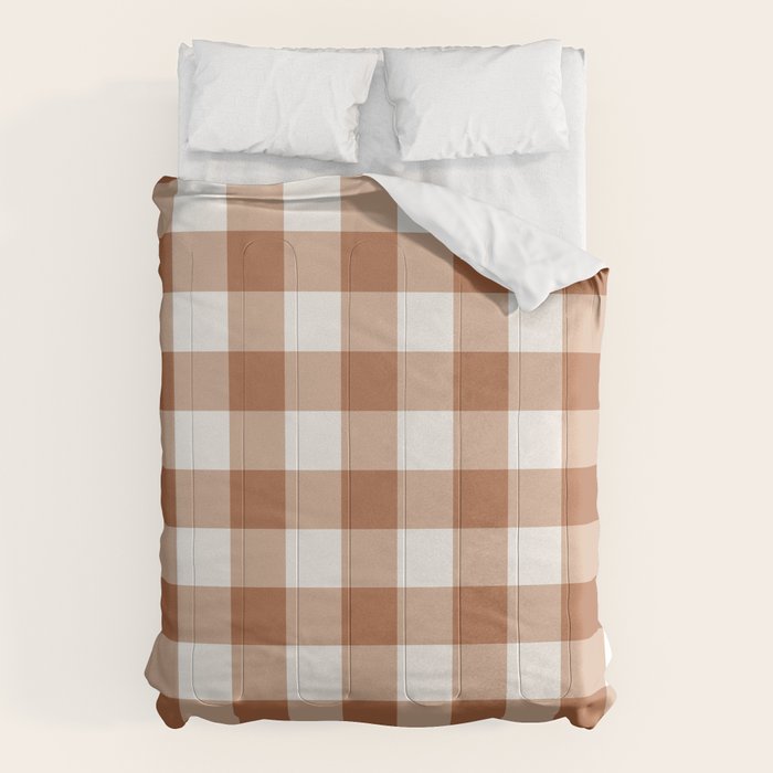 Latte Brown Gingham Comforter Gallery Image 6