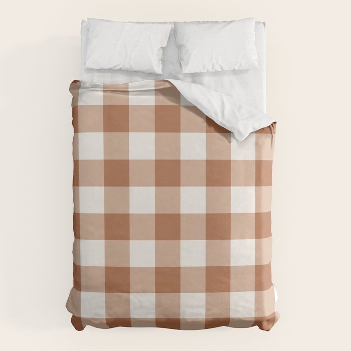 Latte Brown Gingham Duvet Cover Gallery Image 1
