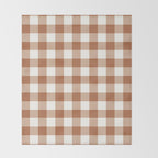 Latte Brown Gingham Throw Blanket Gallery Image 2