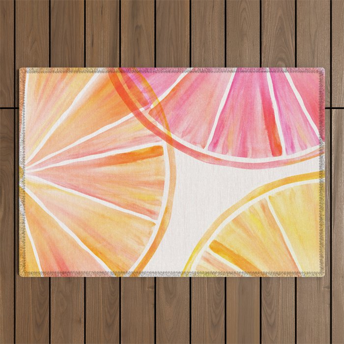 Summer Citrus Party Watercolor Outdoor Rug Gallery Image 1