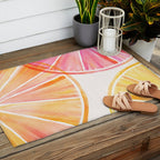 Summer Citrus Party Watercolor Outdoor Rug Gallery Image 2