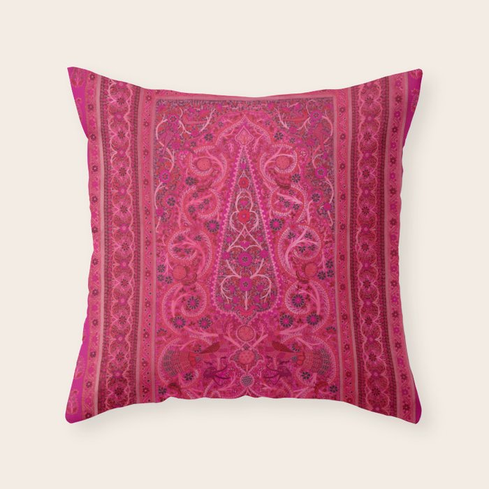 Vintage Iran Rug Pink Throw Pillow Gallery Image 6