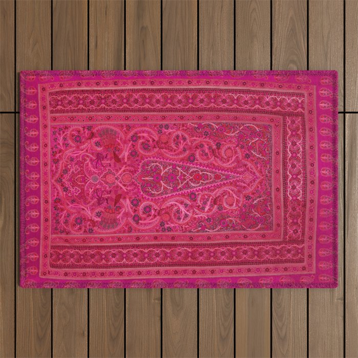 Vintage Iran Rug Pink Outdoor Rug Gallery Image 1