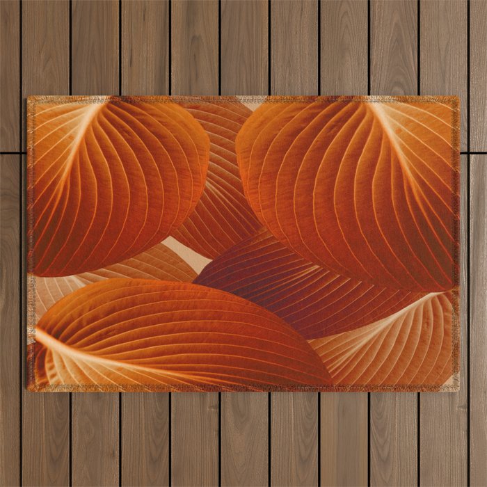 Leaves in Terracotta Color #decor #society6 #buyart Outdoor Rug Gallery Image 1
