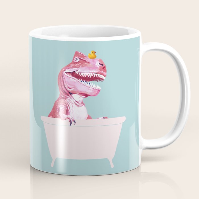 Pink T-Rex in Bathtub Coffee Mug Gallery Image 1