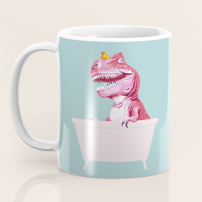 Pink T-Rex in Bathtub Coffee Mug Gallery Image 3