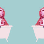 Pink T-Rex in Bathtub Coffee Mug Gallery Image 2