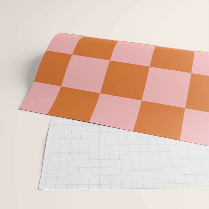 Checkerboard Check Pattern in Pink and Orange Wrapping Paper Gallery Image 2