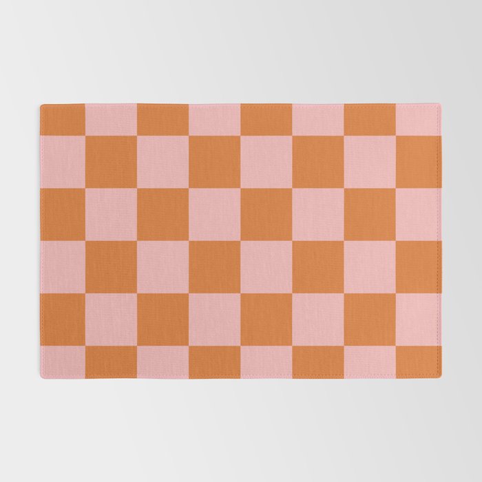Checkerboard Check Pattern in Pink and Orange Rug Gallery Image 2