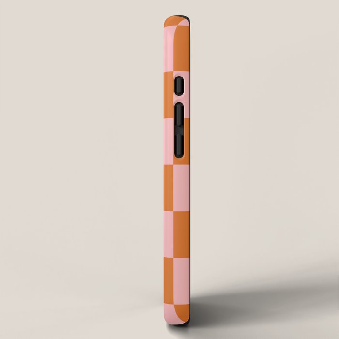 Checkerboard Check Pattern in Pink and Orange iPhone Case Gallery Image 2