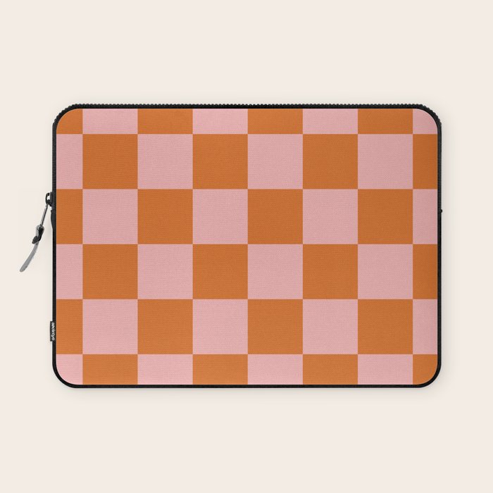 Checkerboard Check Pattern in Pink and Orange Laptop Sleeve Gallery Image 1