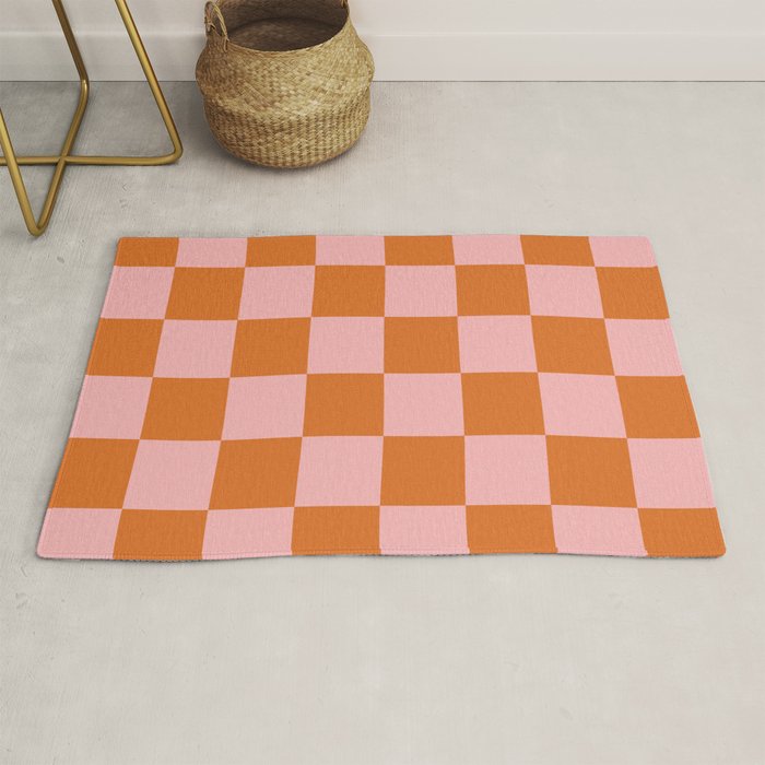 Checkerboard Check Pattern in Pink and Orange Rug Gallery Image 1