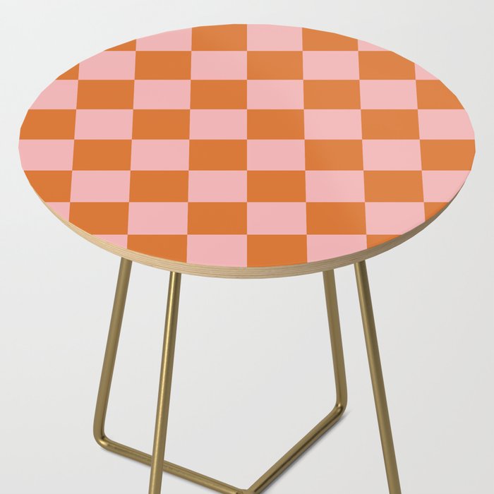 Checkerboard Check Pattern in Pink and Orange Side Table Gallery Image 2