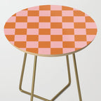 Checkerboard Check Pattern in Pink and Orange Side Table Gallery Image 2