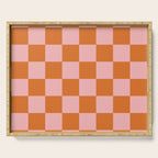Checkerboard Check Pattern in Pink and Orange Serving Tray Gallery Image 1